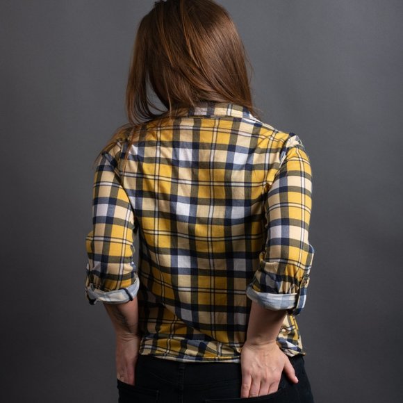 Yellow Blue Tie Flannel by Passport - Picture 7 of 10